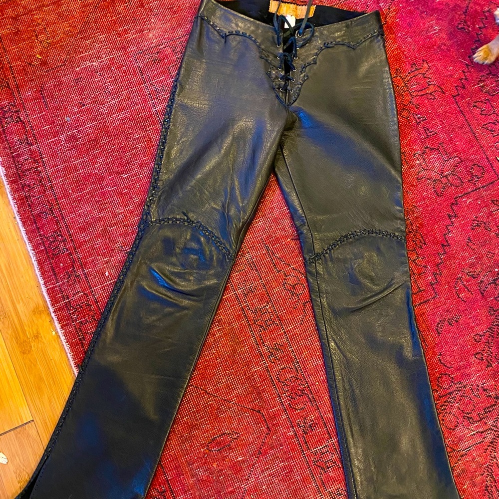 Custom made Black Leather Pants